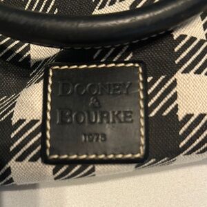 Vintage Dooney & Bourne Black and White Tote Bag with Bold Checkered Design